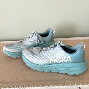 Hoka Athletic Shoes in Light Blue and White